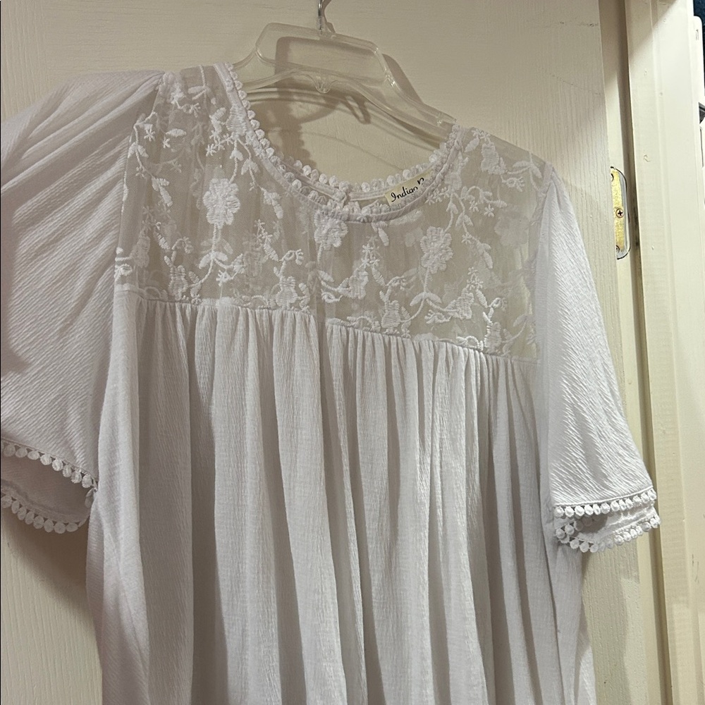 White Lace Detail Blouse